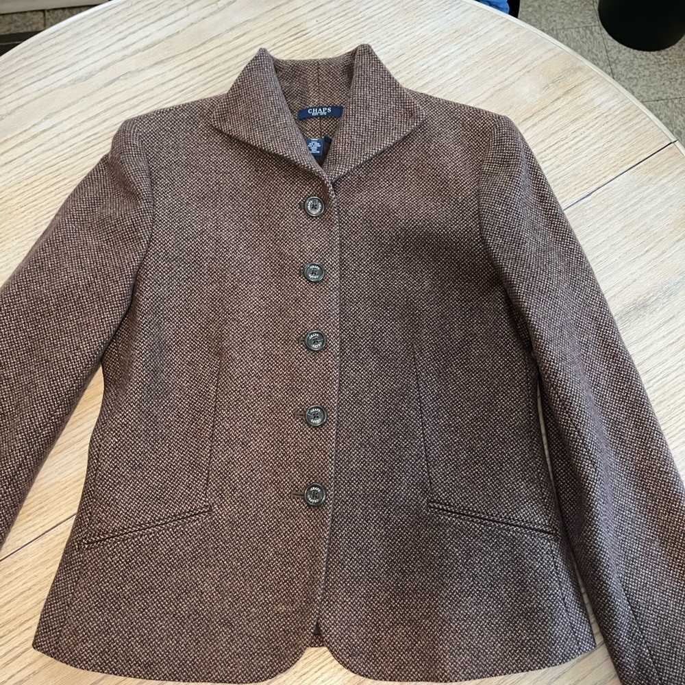 Chaps Brown Wool Blazer Classic Tailored Fit